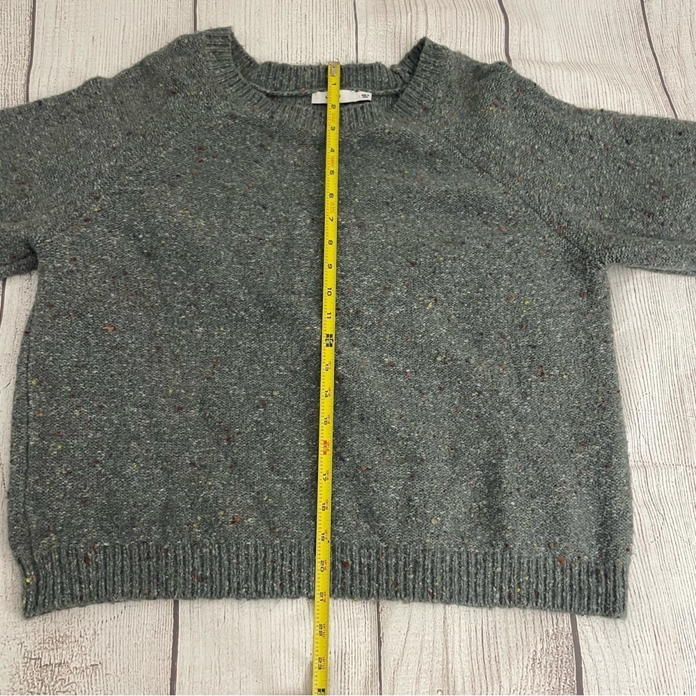 LUSH Women's Cozy Gray Speckled Crewneck Sweater With Balloon Sleeves Size Large - Picture 4 of 11